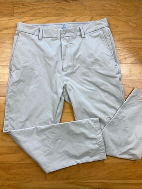 Southern Tide Jack Performance Pants Mens 34x30 (Hemmed 34x27) Tan Stretch Golf